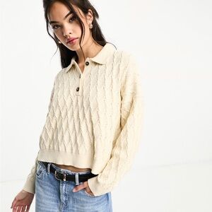 Women's Cream Cable Knit Sweater